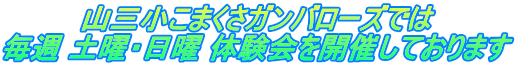 山三小こまくさガンバローズでは 毎週 土曜・日曜 体験会を開催しております